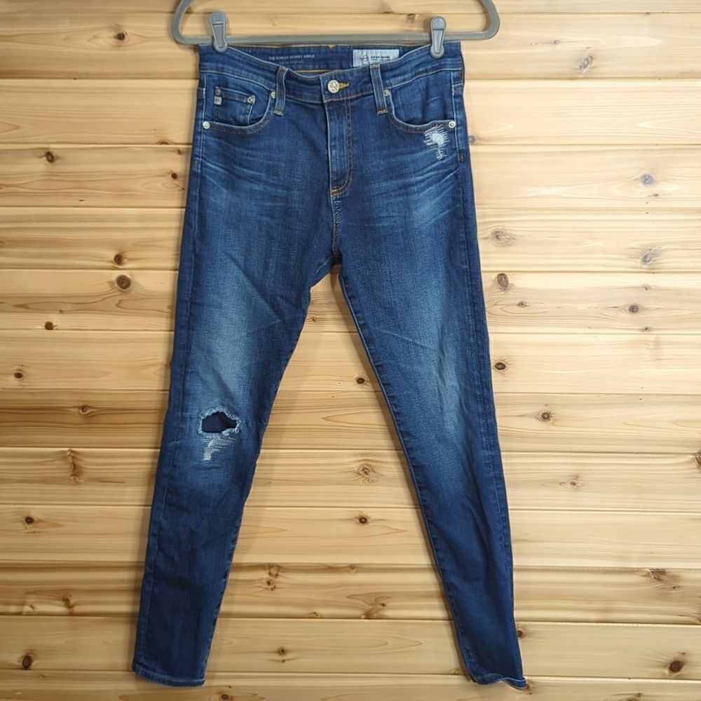 AG Adriano Goldschmied Farrah Skinny Ankle Jeans Size 28 Distressed